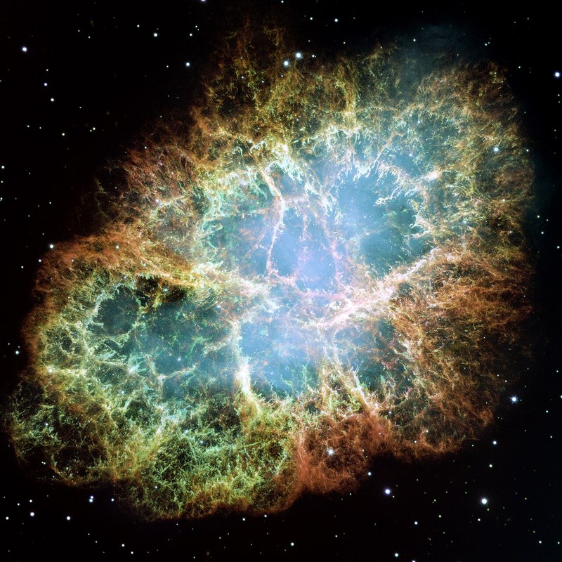 Glowing filaments of an exploded star.