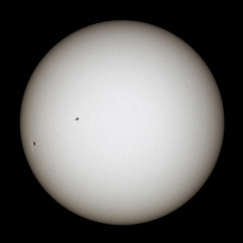 The bright disk of the Sun.